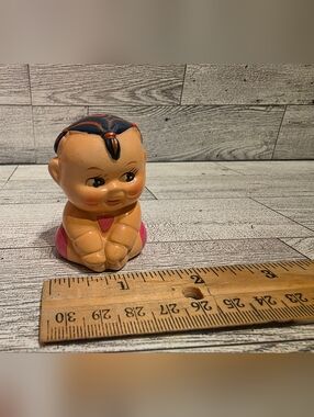 Vintage Kewpie Figurine - Peach, Black & Pink Sharpener